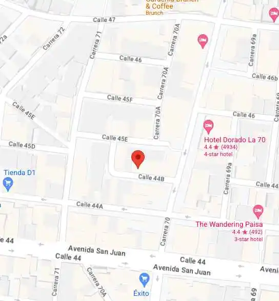 Mapa de la ubicación del salón de uñas Maia's Nail Salon en Laureles, Medellín, con servicios de manicure y pedicure